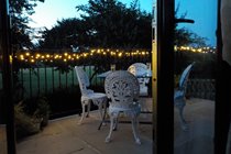 Raised terrace area overlooking the back garden