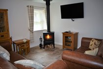Comfy lounge with log burning stove