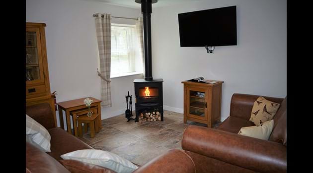 Comfy lounge with log burning stove