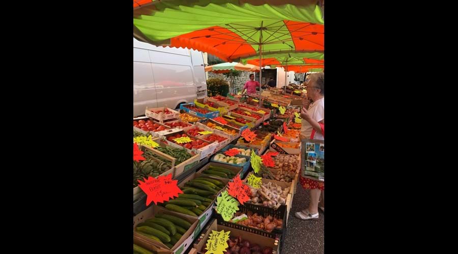 The excellent market at Piegut Pluviers, one of the largest in SW France