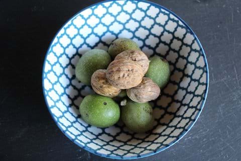 Fresh walnuts from the garden.