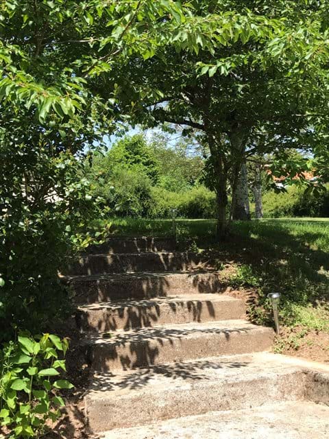 Steps from terrace to pool