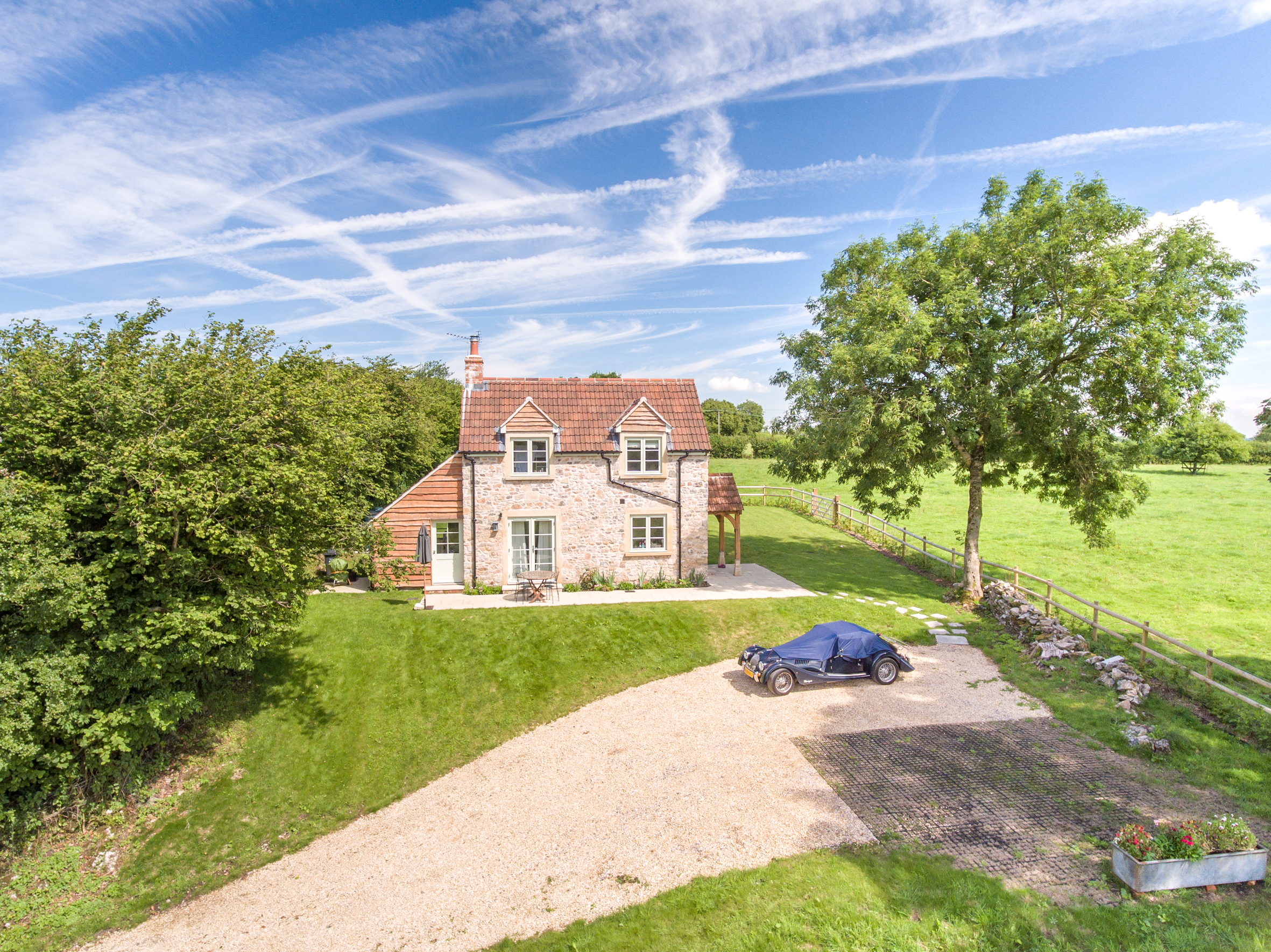 Aerial view of cottage