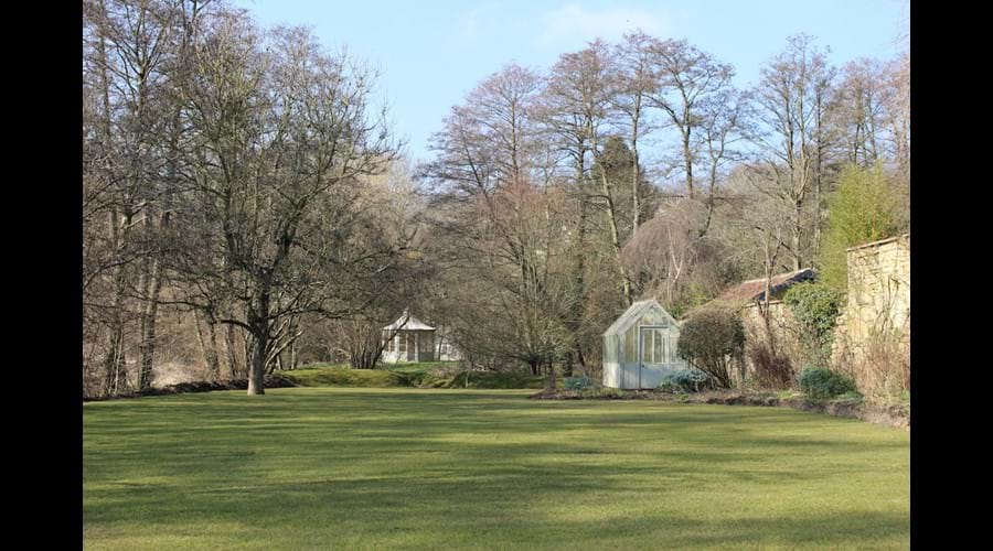 View of the garden down to the island