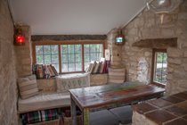 Cozy area to read a book overlooking the weir