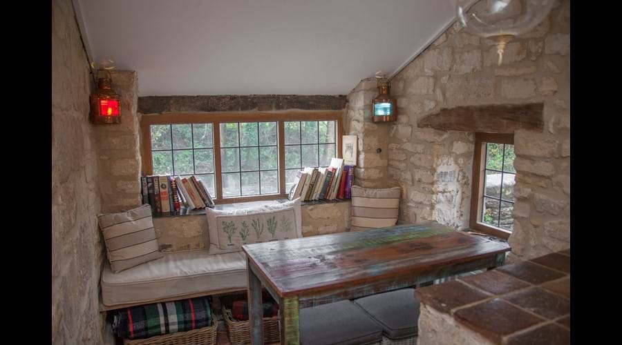 Cozy area to read a book overlooking the weir