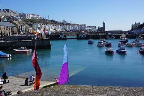 Porthleven harbour just a mile away