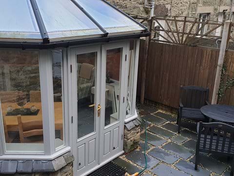Patio doors onto one of the outside seating areas