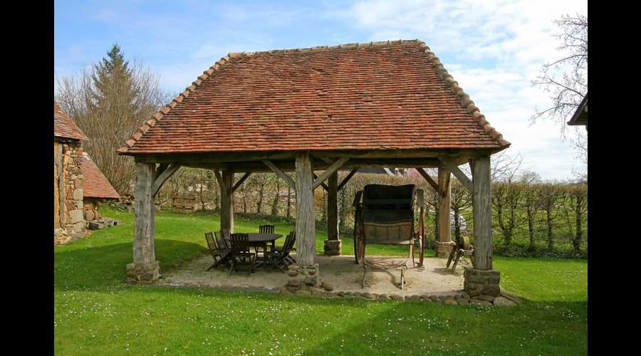 The communal outdoor eating area