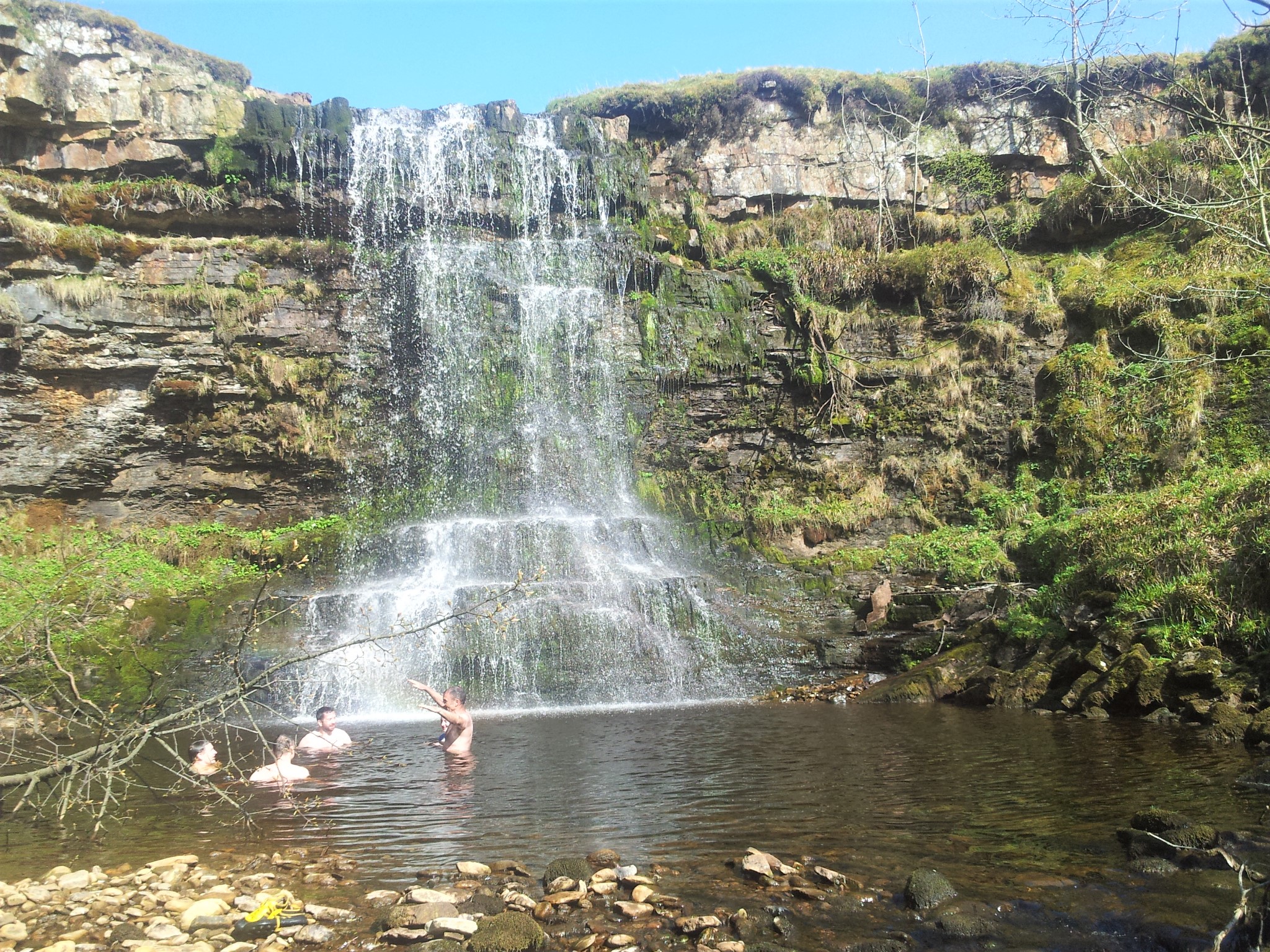 Cooling off at Hellgill Force - at he top of Mallerstang Valley.