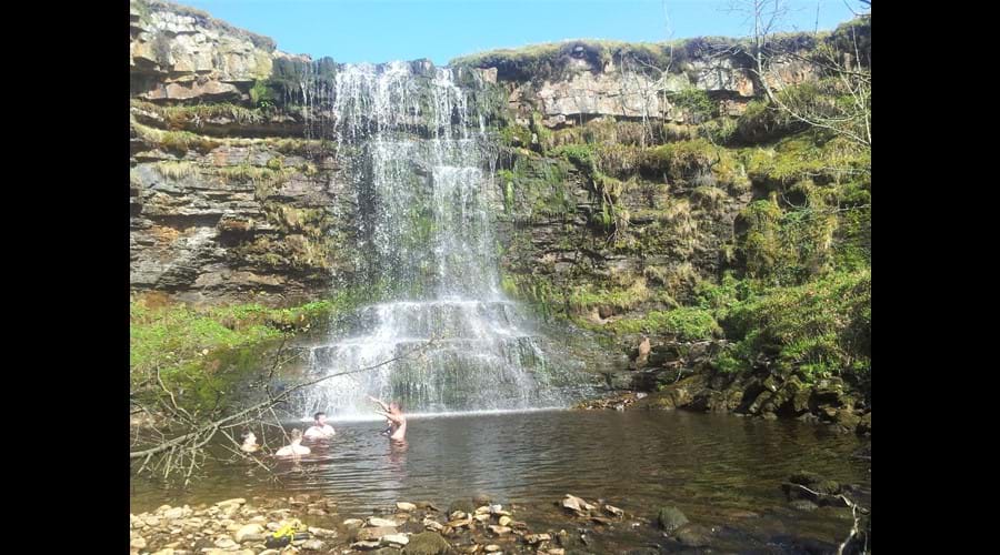 Cooling off at Hellgill Force - at he top of Mallerstang Valley.