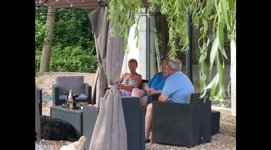 Relaxing bubbles in the gazebo