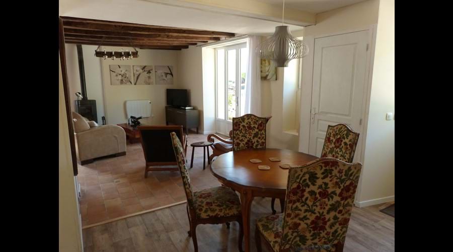 Open plan dining area and living room