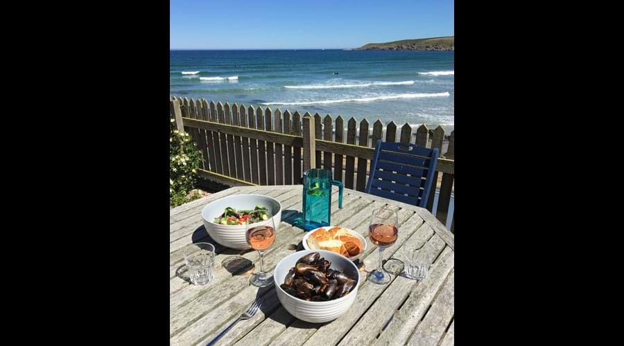 Lunch on the patio seating to the front of the cottage