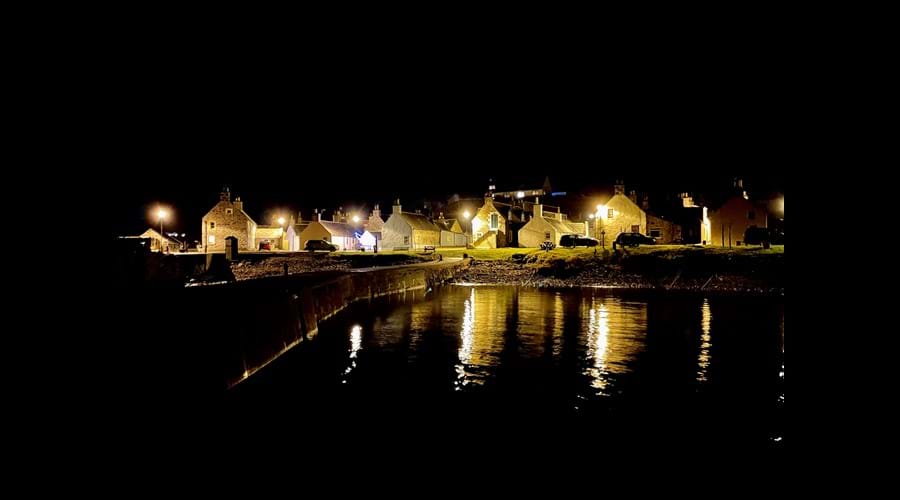 Sandend Harbour at night