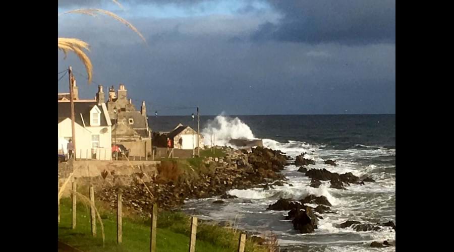 Looking up from the cottage towards the harbour