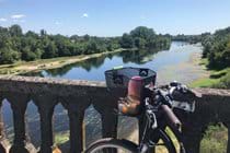 Bicycle on bridge over the Dordogne River.