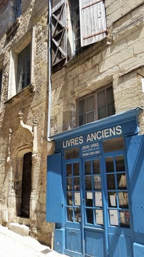 Lovely old book shop front, Perigueux