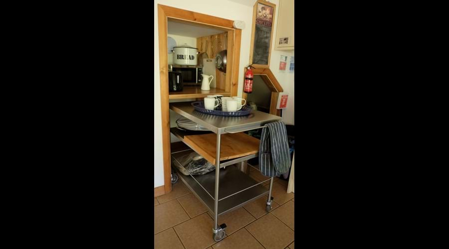 Handy work surface, storage in Bunkbarn kitchen