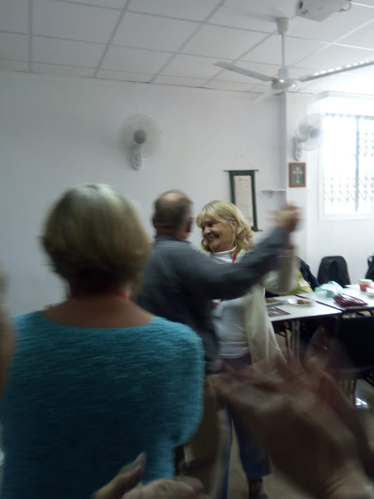 Paul and Terri dancing watched by Rona