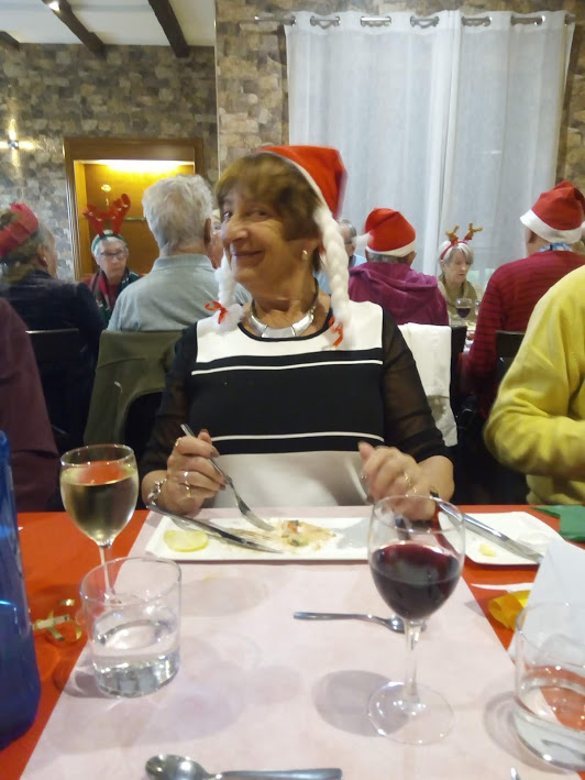 Margaret enjoying her Christmas lunch at Miraflores
