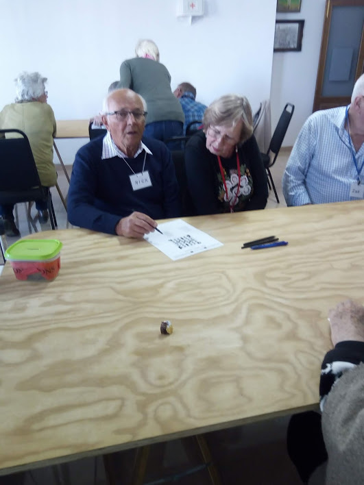 Nick and Rona enjoying doing their crossword