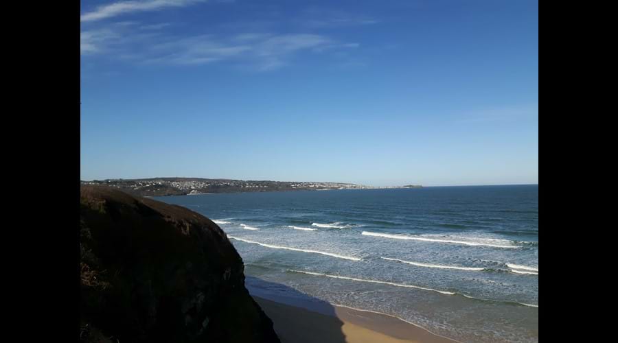 Mexico Towans Costal Path looking back towards Riviere Towans and St Ives