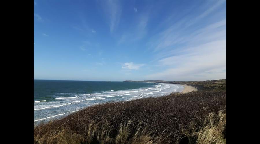 Mexico Towans costal path looking towards Godrevy Lighthouse