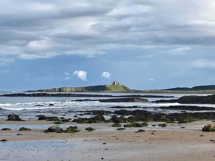 View of Dunstanburgh Castle from Embleton beach