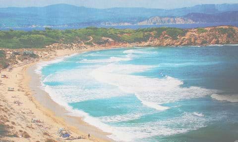 Skiathos - secluded Elias beach, mainland Pelion peninsula behind