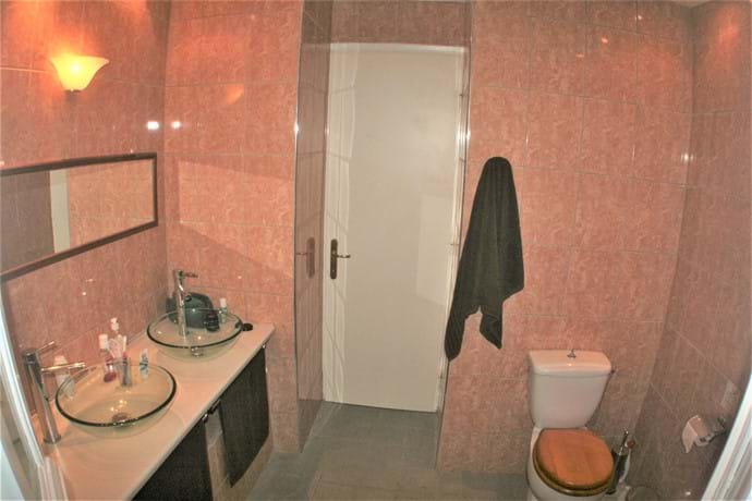 Orchard Villa master bedroom en-suite: shower, double vanity unit,  w-c