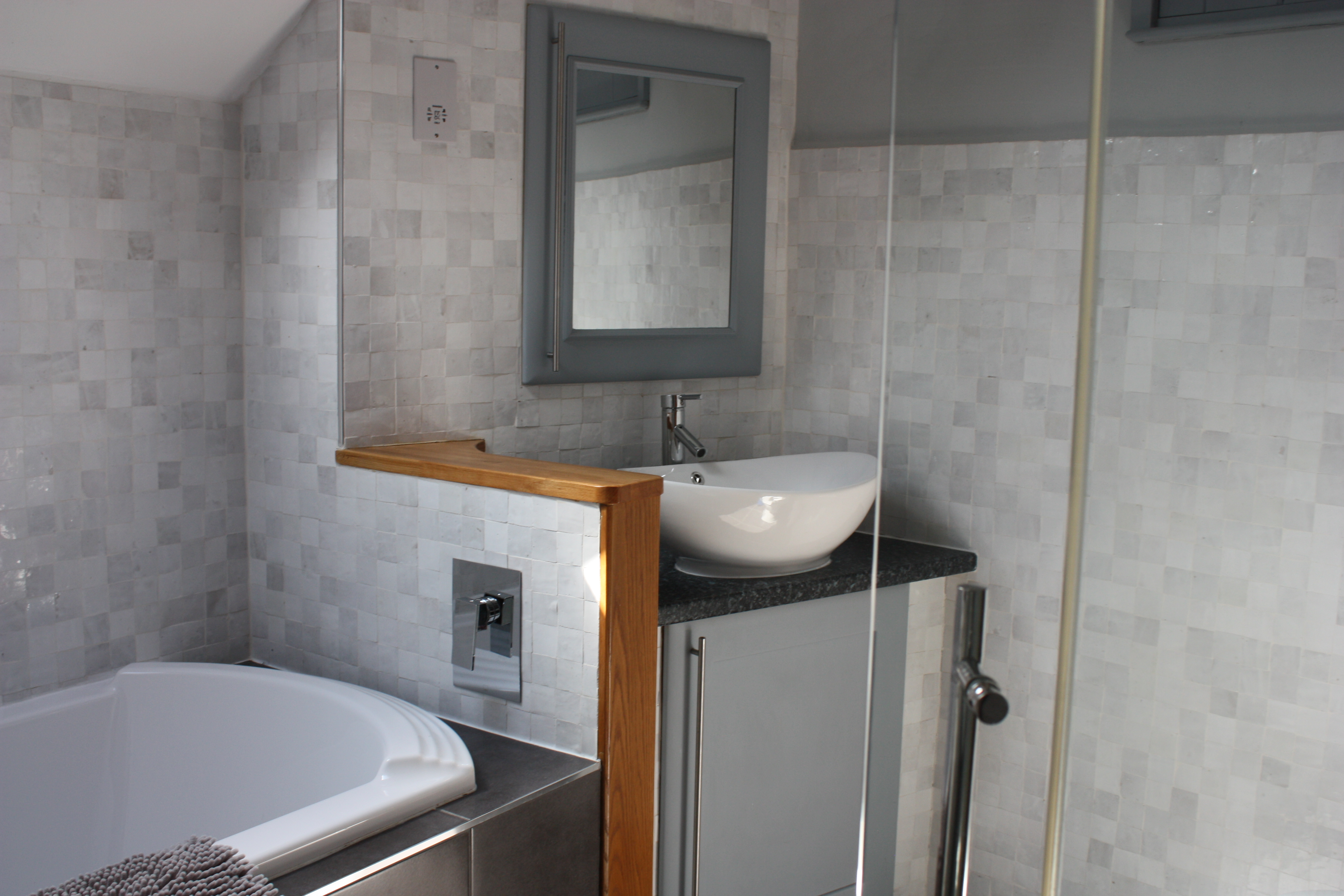 Bathroom with extra lg. bath and shower