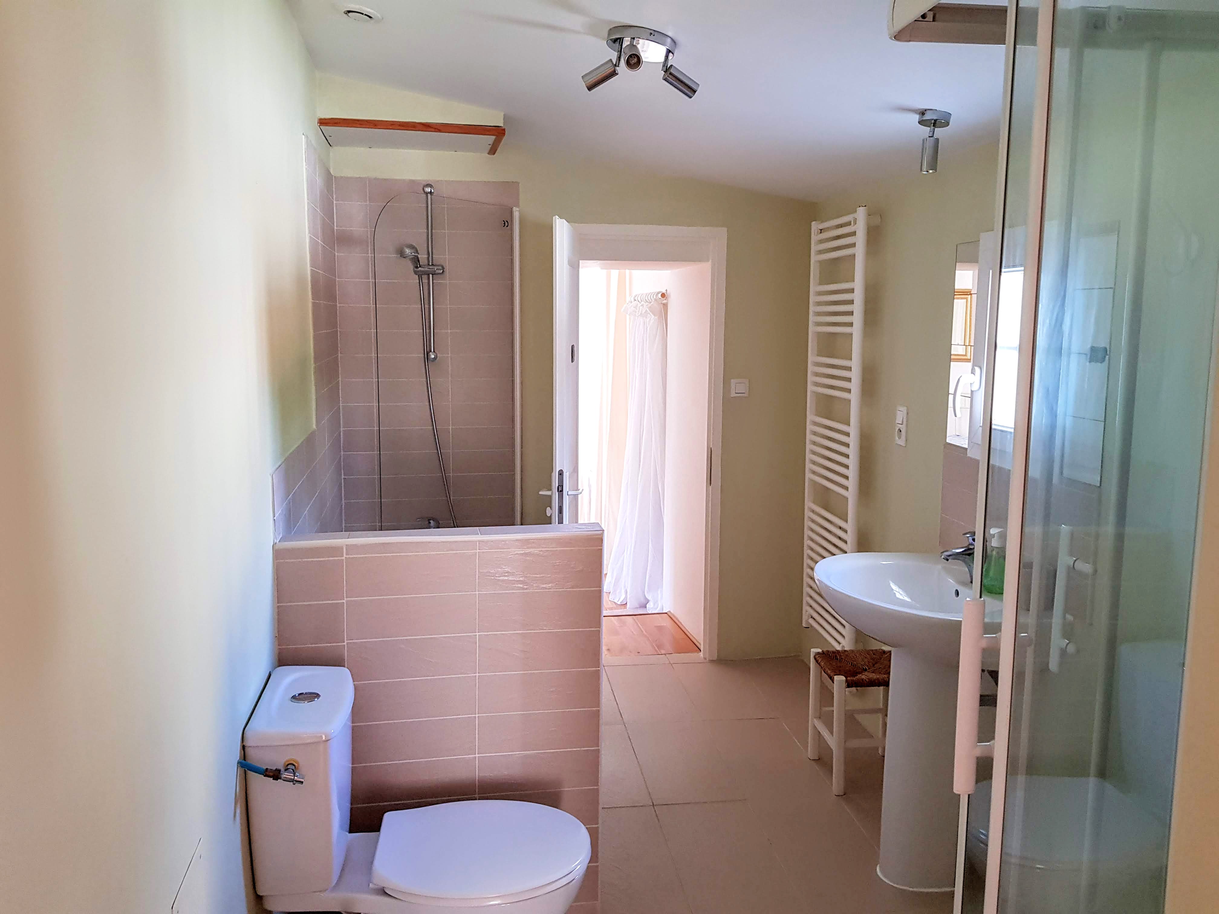 Bathroom with two showers