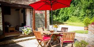 The patio is accessible from the French doors.