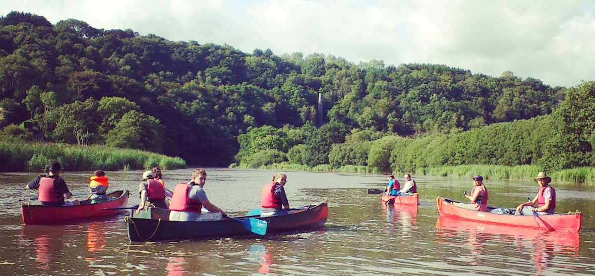 Canoe Tamar - Okel Tor Mine in background