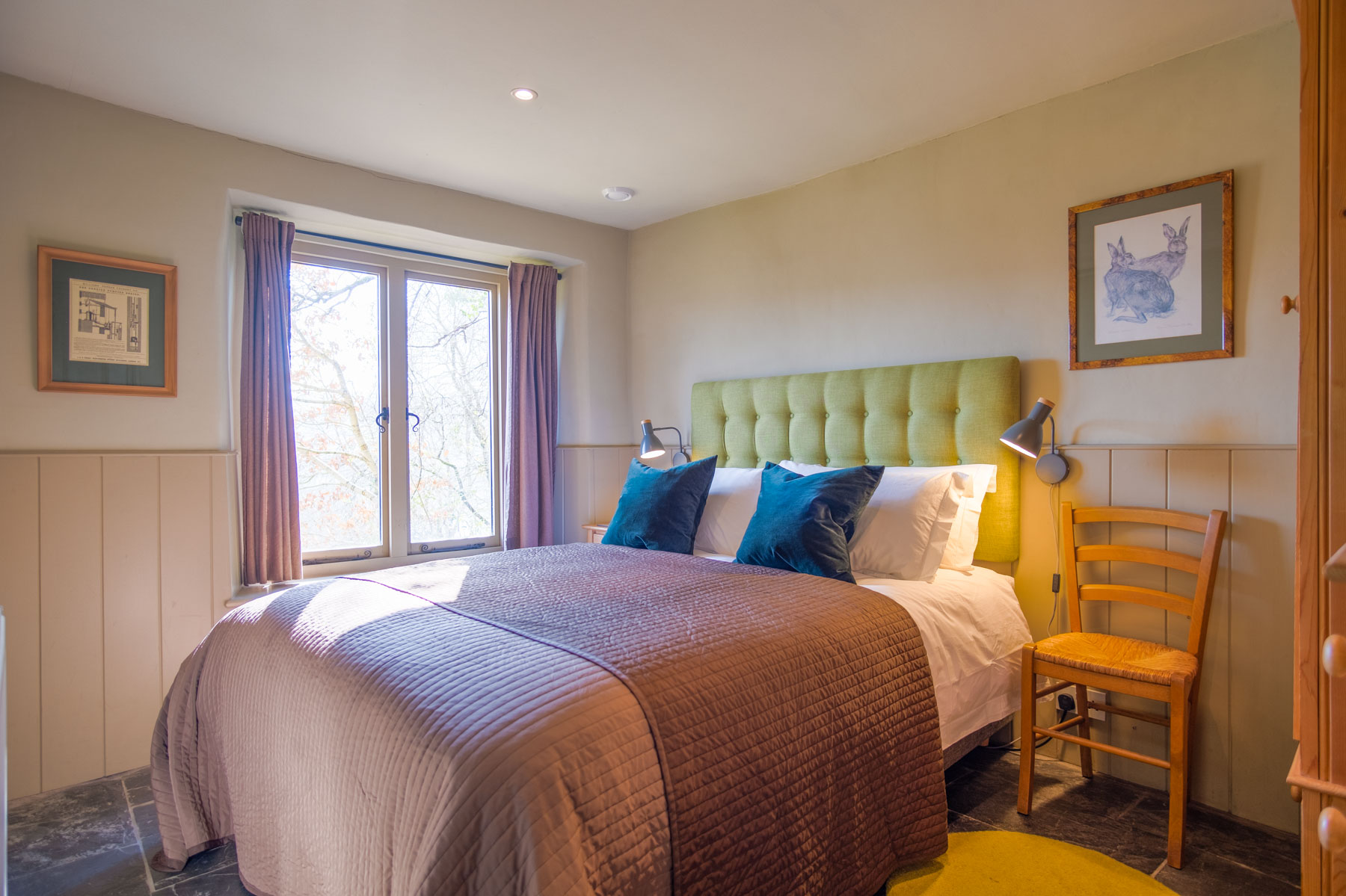 Bedroom with a view of the river for a romantic break in Cornwall