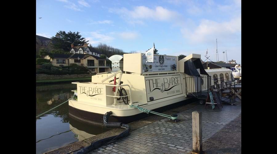 Floating restaurant on Bude canal