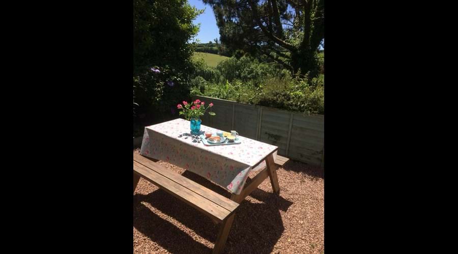 Take tea in the enclosed courtyard garden