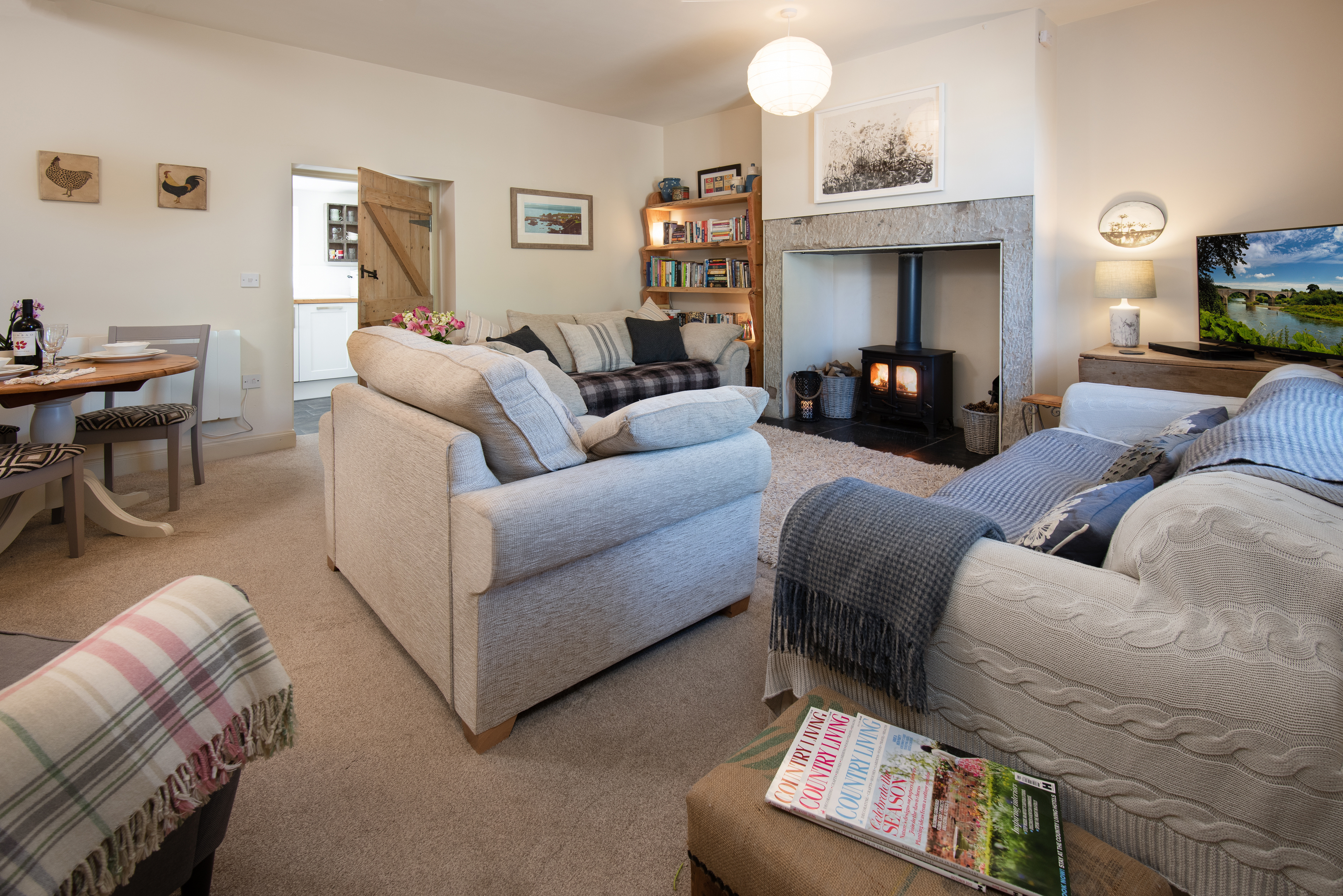 Stretch out on a sofa each or get cosy on the generously-sized ‘snuggle’ arm chair...