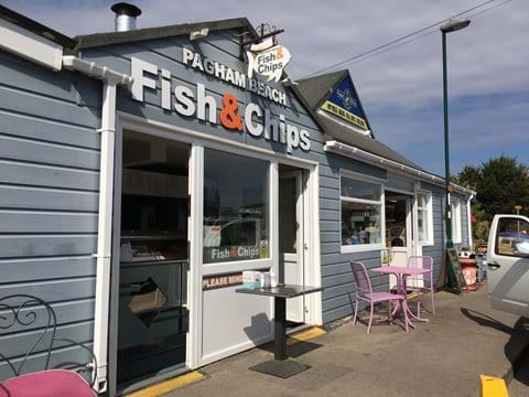 Fish & chips and cafe are one minute walk away 
