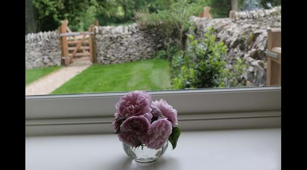 Fresh flowers and garden views from both bedrooms