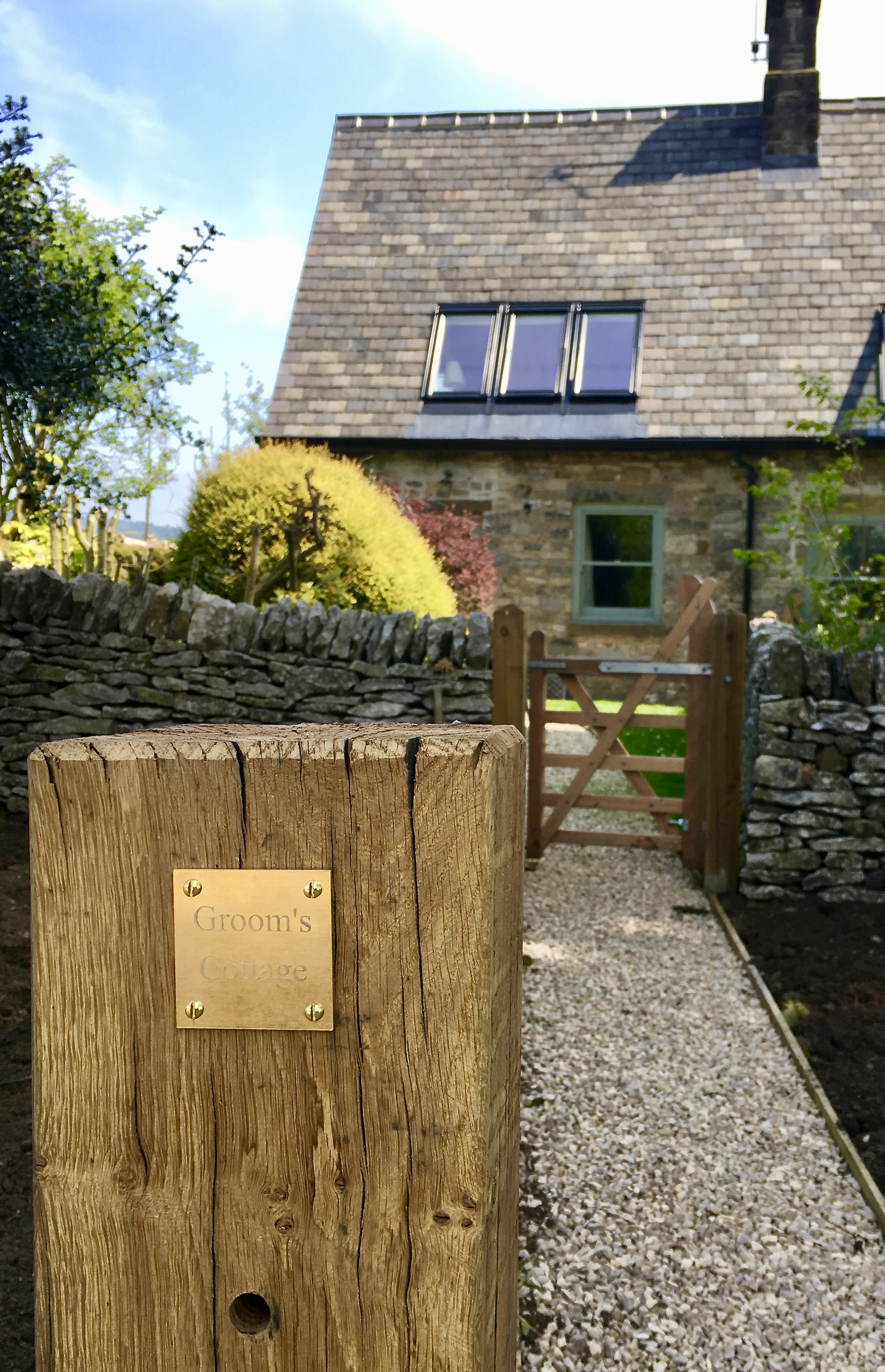 Gravel path from the parking area to the front door