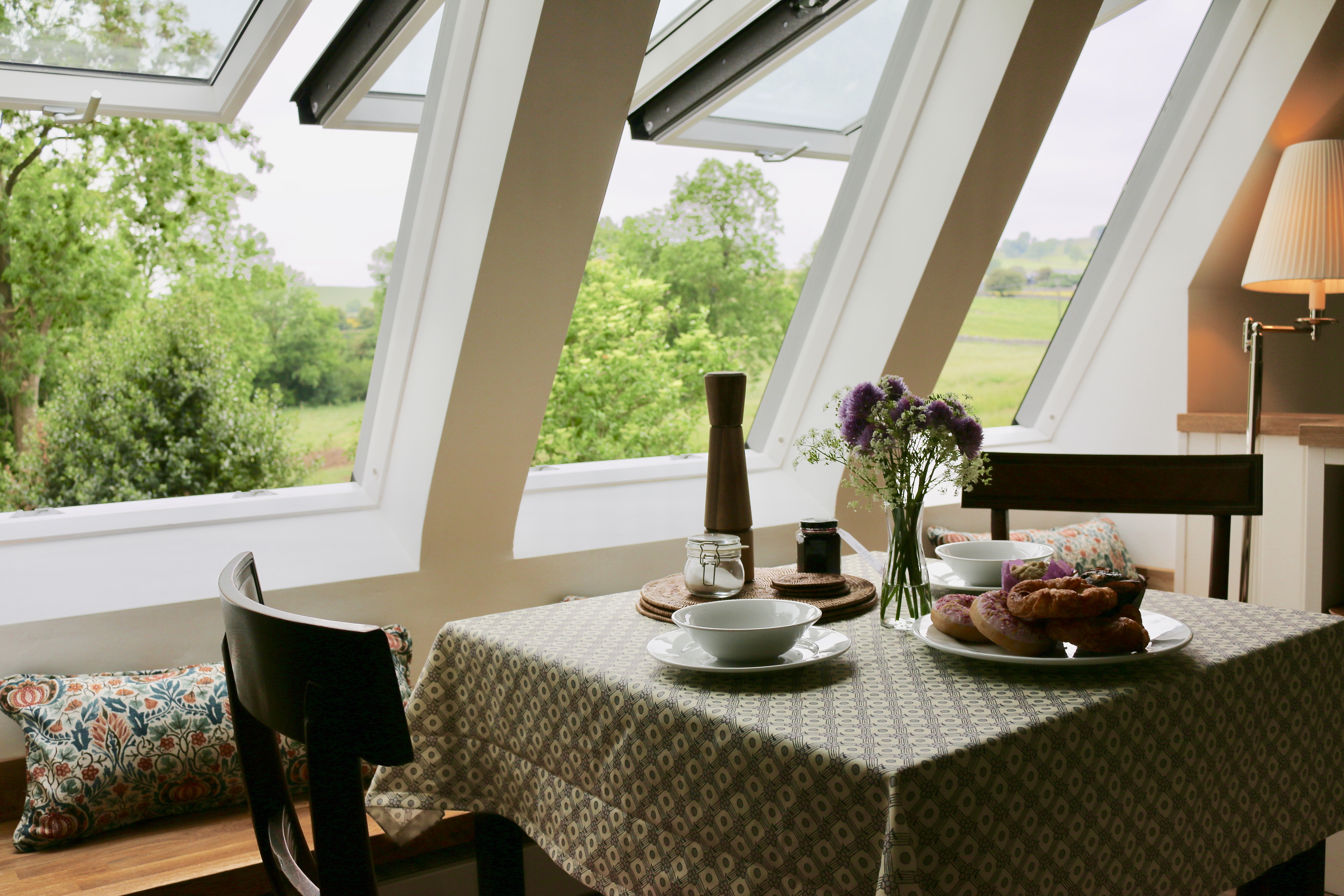 Kitchen table with countryside views