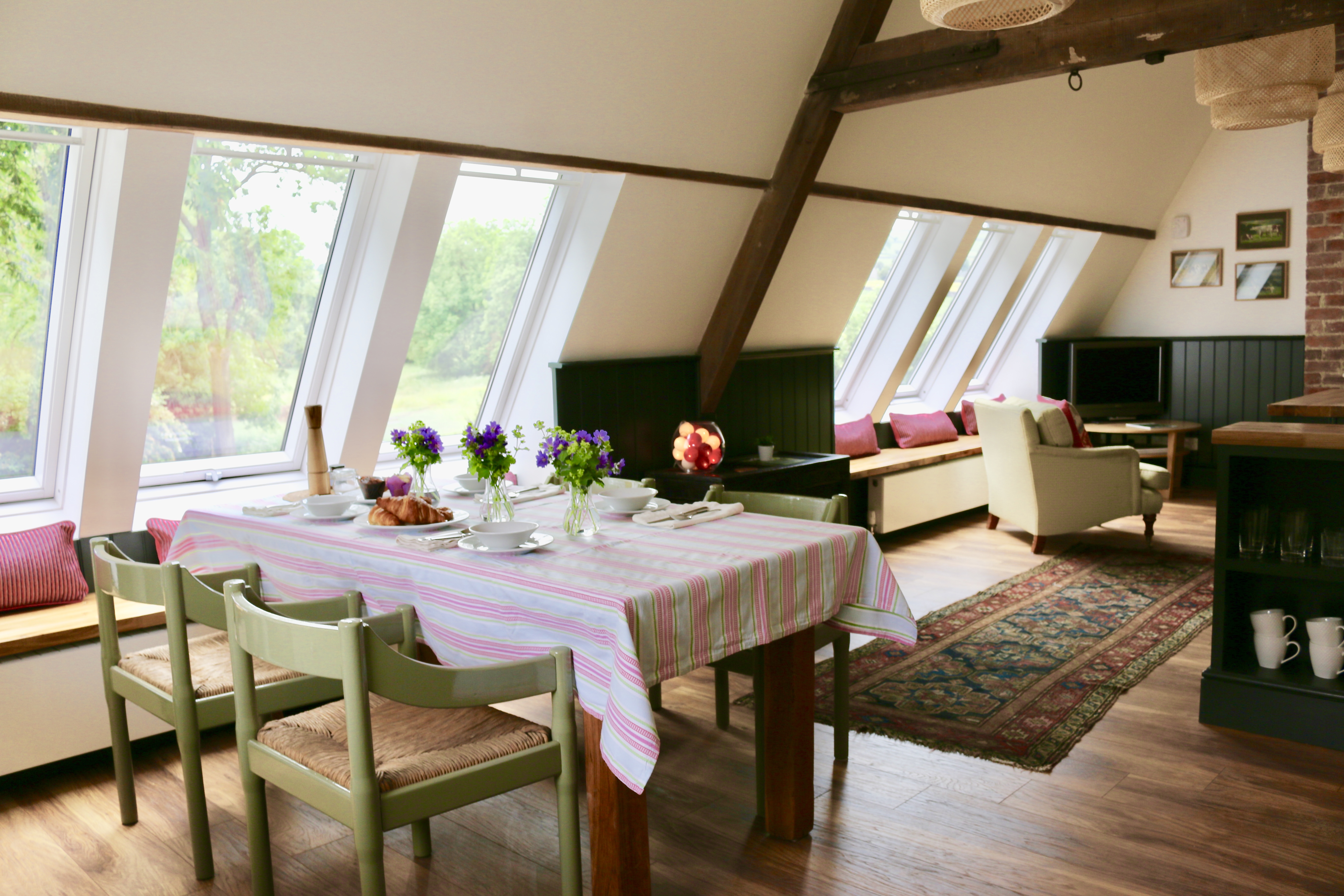 Huge south-facing windows with views over the countryside