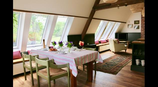 Huge south-facing windows with views over the countryside