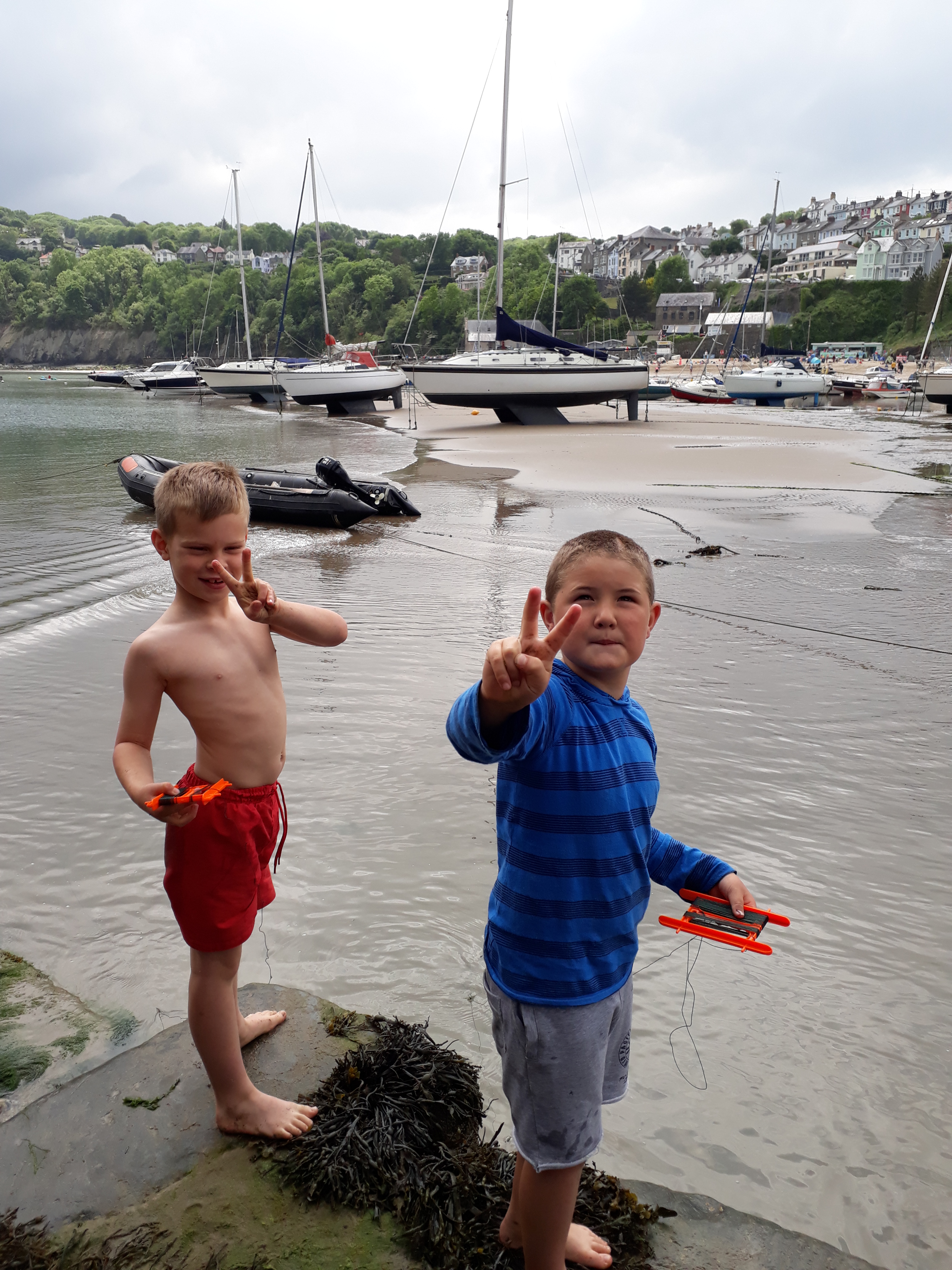 Crabbing off New Quay Harbour Wall