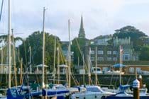 Ryde Harbour. Our house is to the left of the spire - handy if you get lost walking around town.