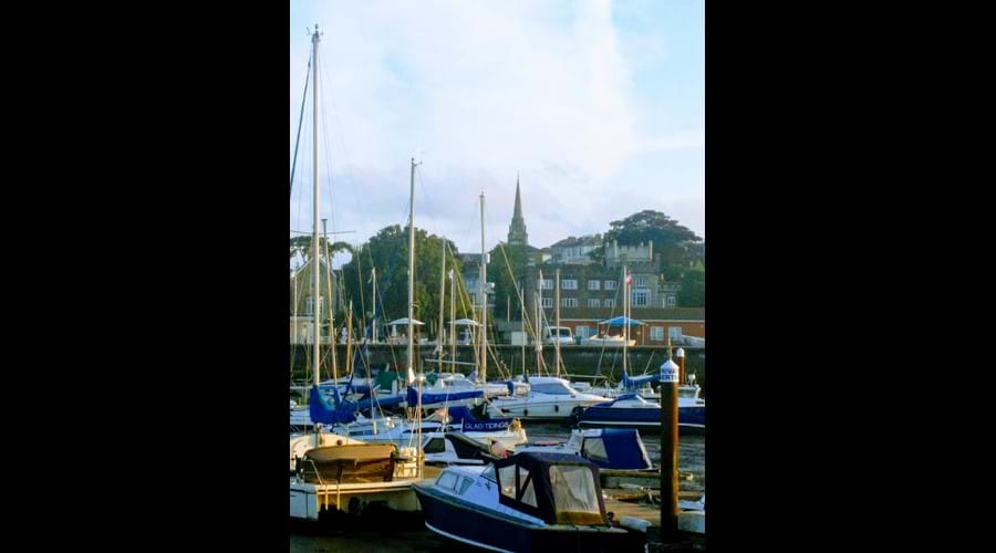 Ryde Harbour. Our house is to the left of the spire - handy if you get lost walking around town.