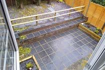 Enclosed terraced garden - it does have table and chairs now!