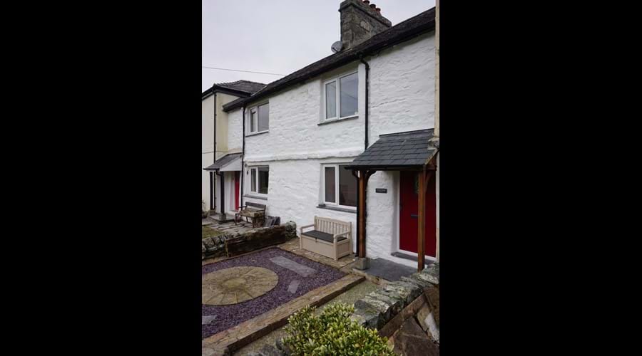 Paved garden at the front of the property